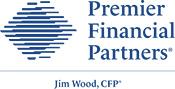 Premier Financial Partners logo - blue text to the right of diamond image and Jim Wood CFP in small text below